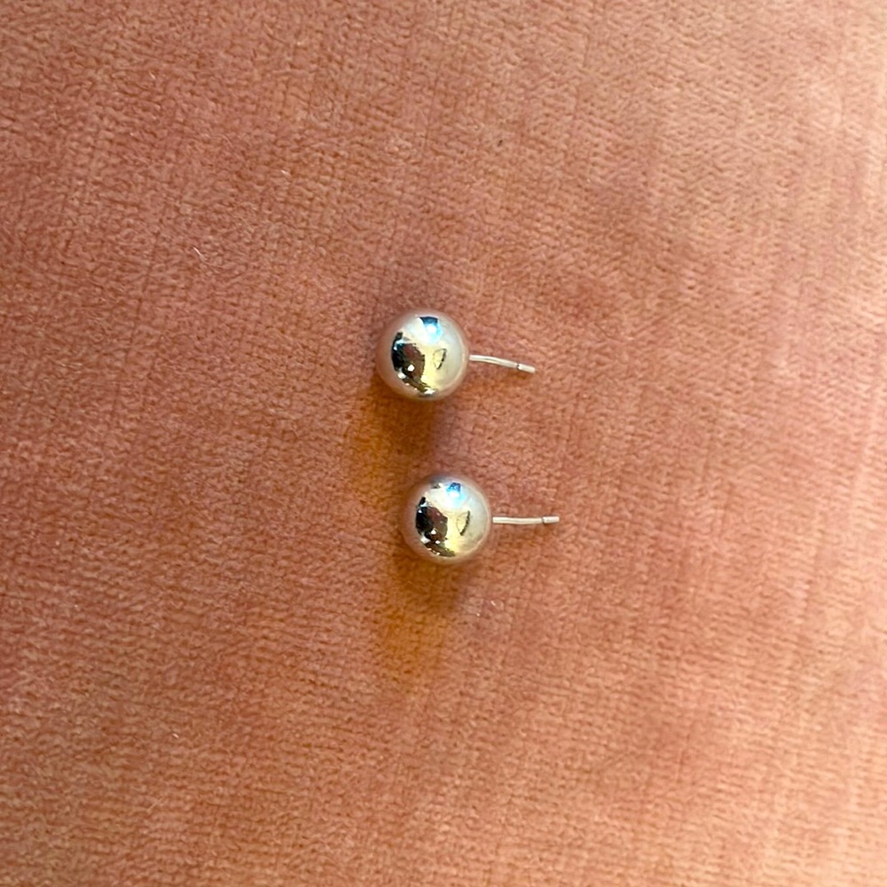Medium sized sterling silver ball earrings.